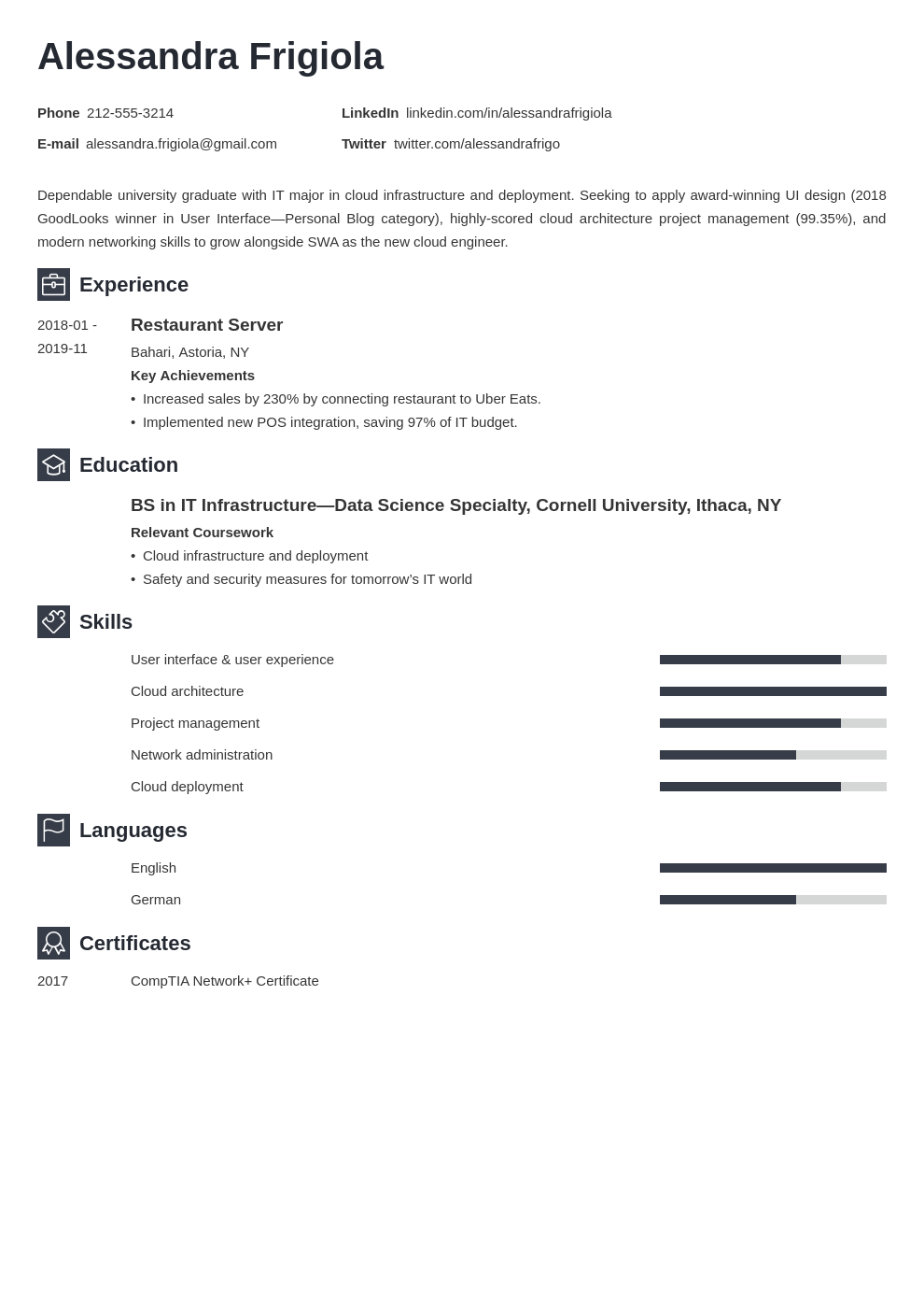 resume sample with objective