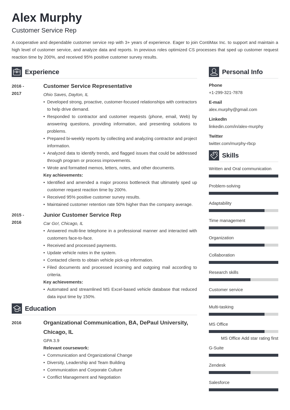 courses resume examples