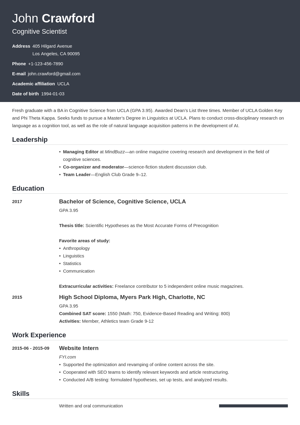 Resume For Scholarships Template