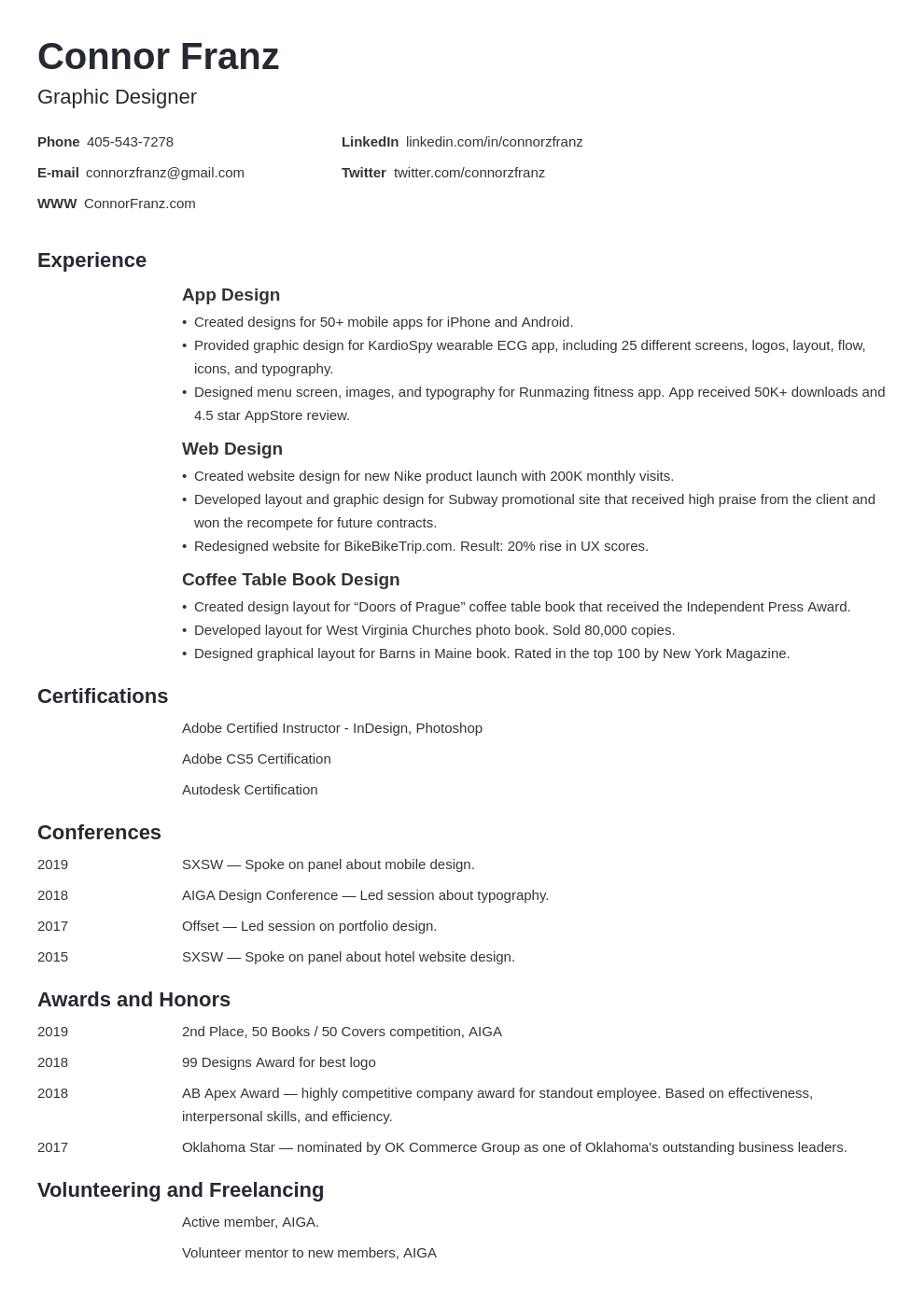 resume two page template minimo