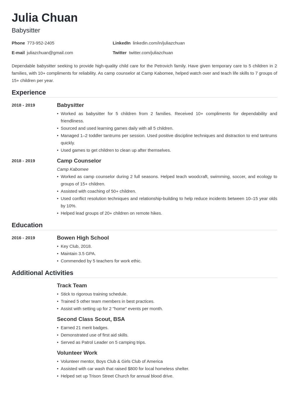 Volunteer Experience   Resume Volunteering Template Nanica 