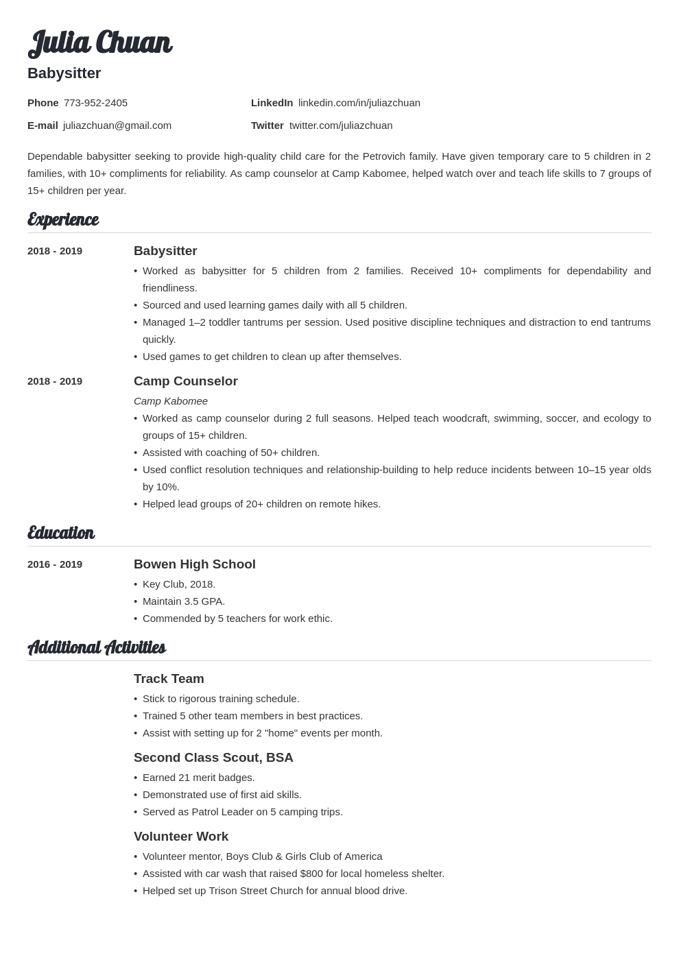 volunteer experience on resume