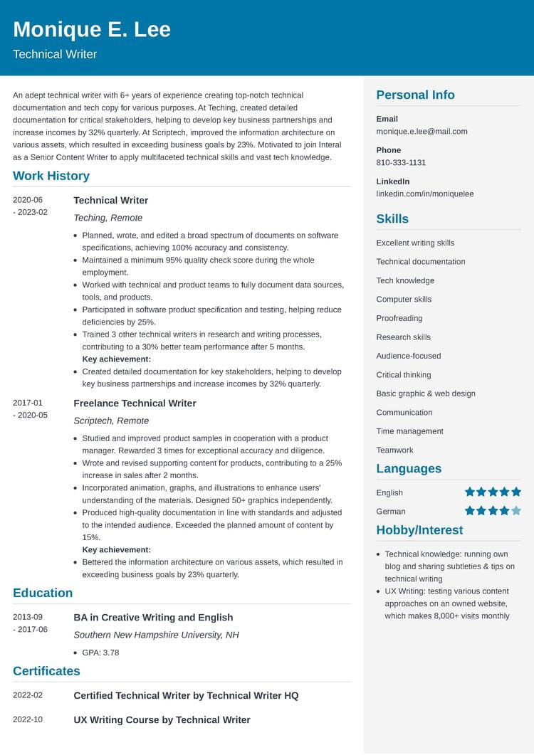 resume example made with Resume.com builder