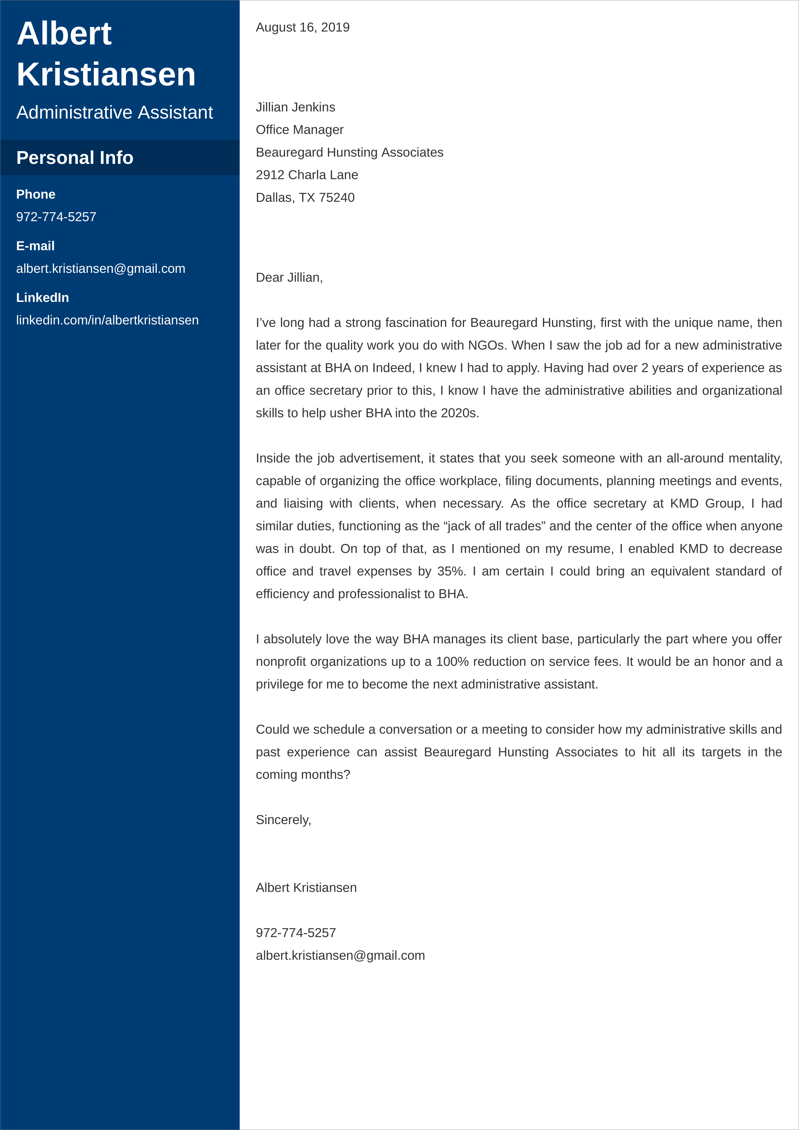 Entry Level Admin Assistant Cover Letter from cdn-images.resumelab.com