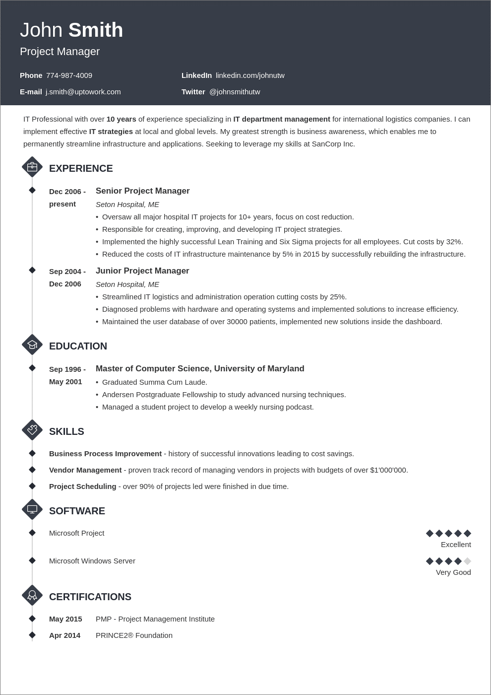 one-page CV style