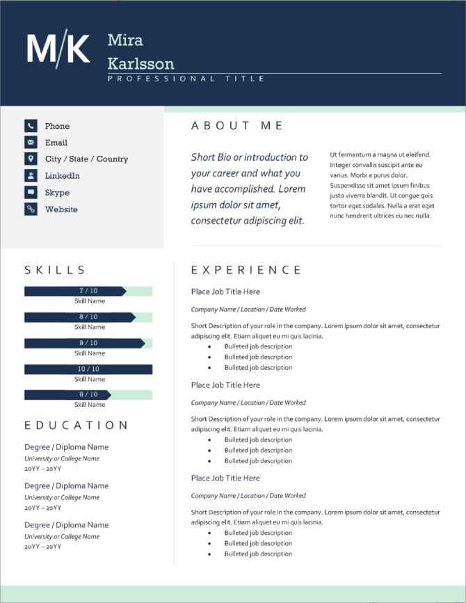 50+ Resume Templates for Microsoft Word [Free Download]