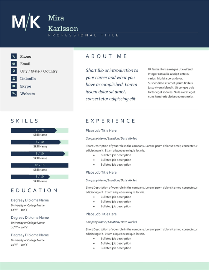 microsoft word free download resume template