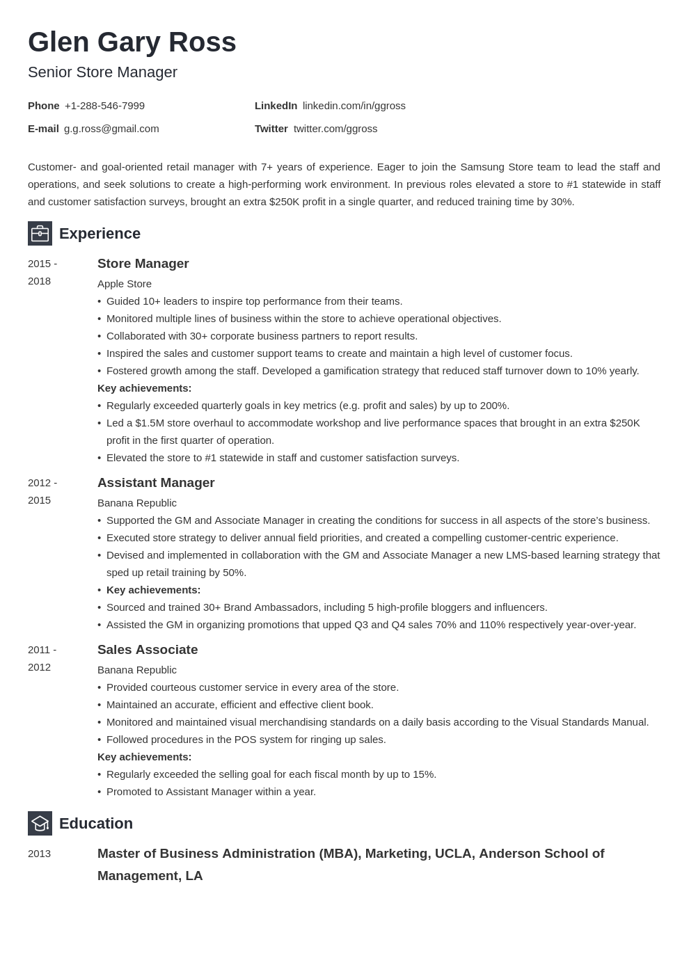 Retail Resume Examples With Skills Job Description