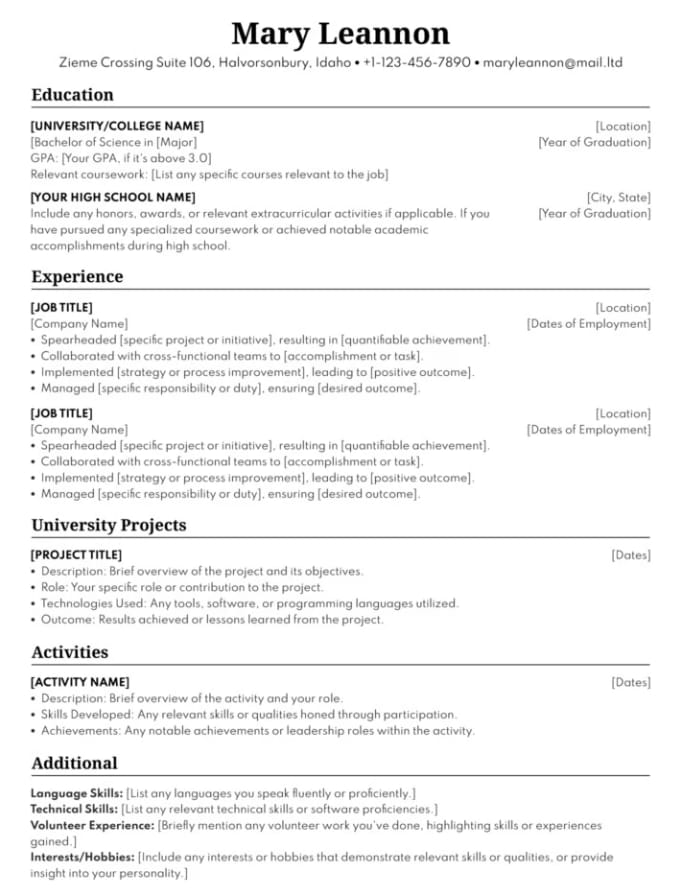 Classic Google Docs Resume Template