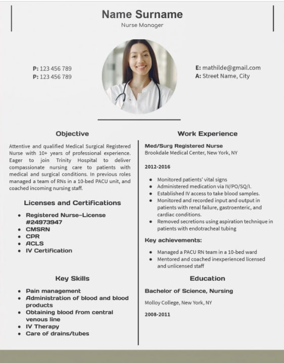 Nurse Google Docs Resume Template