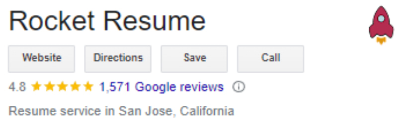 Rocket Resume Google review score
