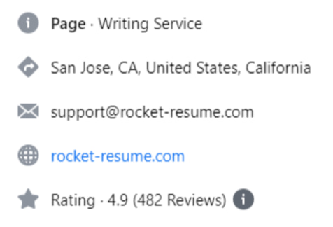 Rocket Resume Facebook review score