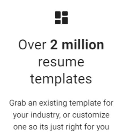 Rocket Resume promises over 2 million resume templates