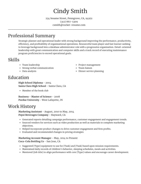 Focal Point resume template by Rocket Resume