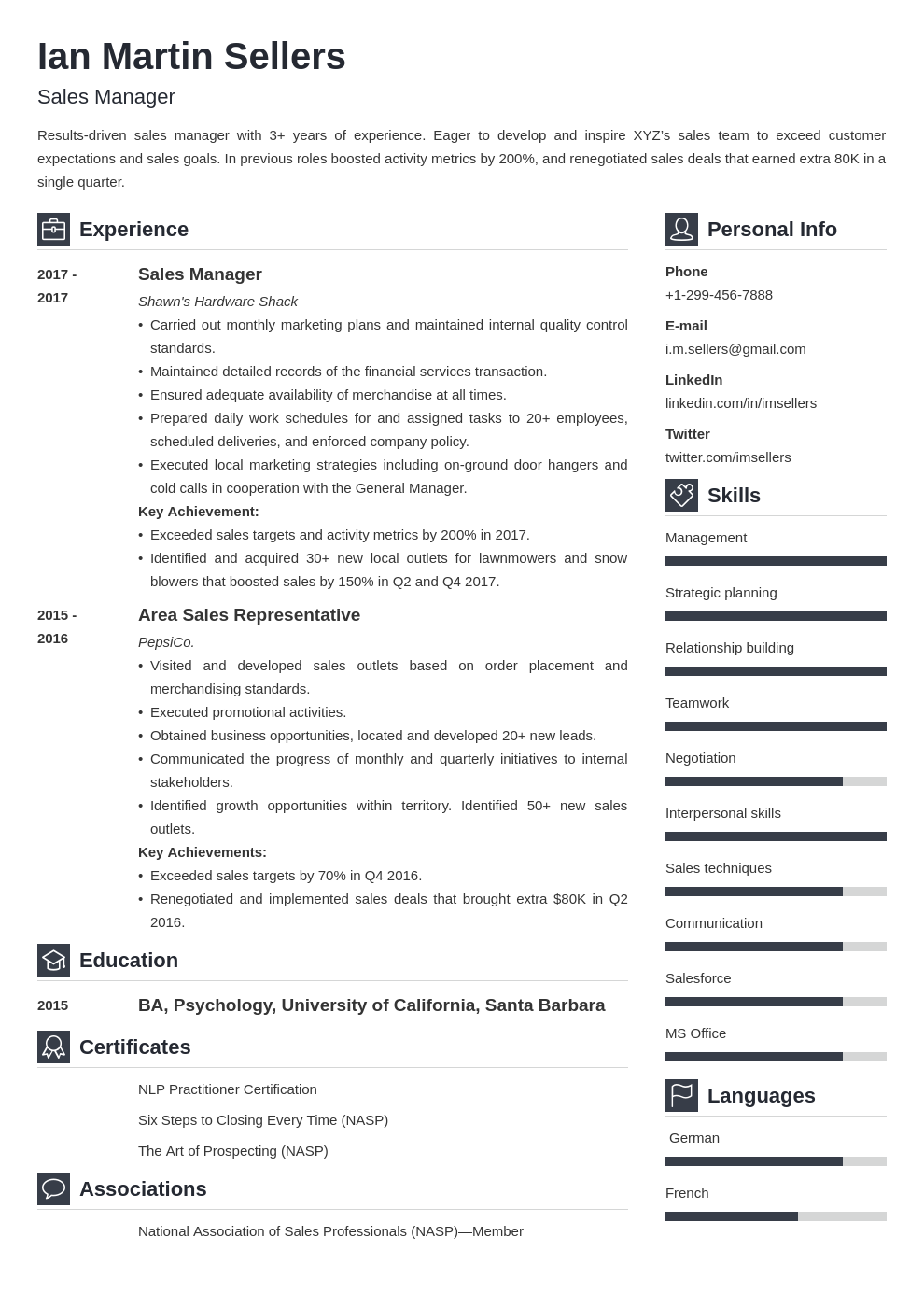 Sales Manager Resume Sample: 25+ Examples and Writing Tips