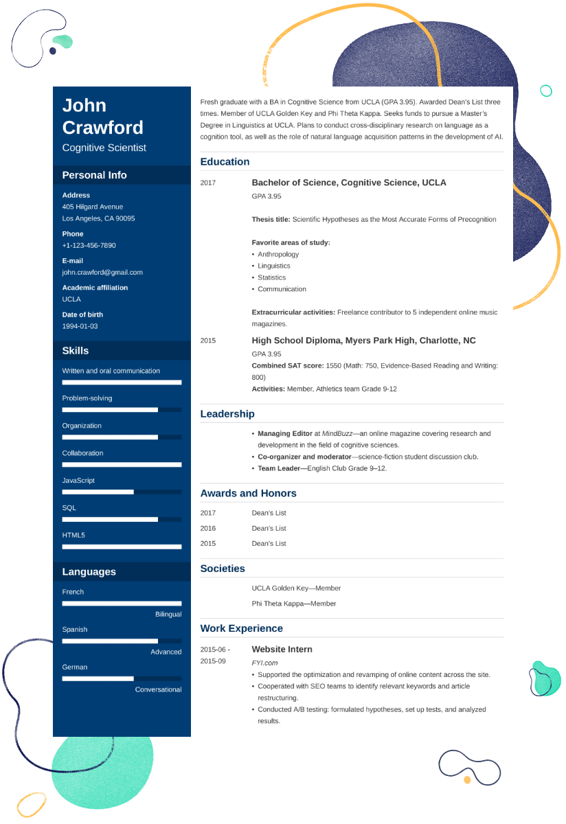 Resume for Scholarship Application in 2021 (Template ...