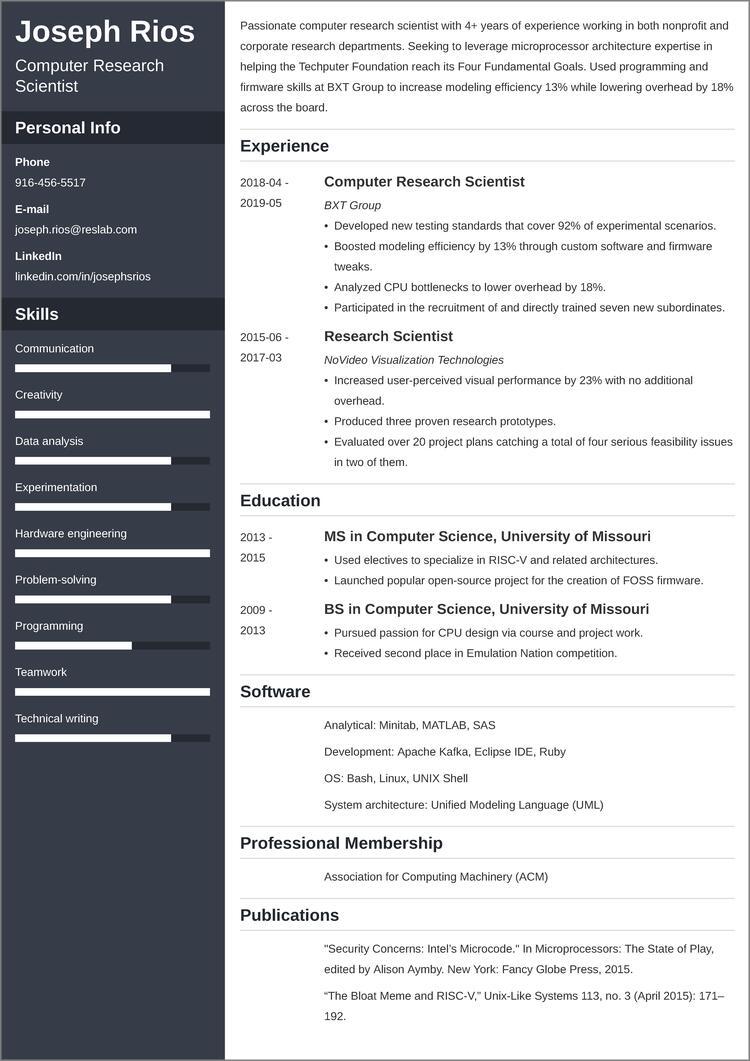 science research resume templates