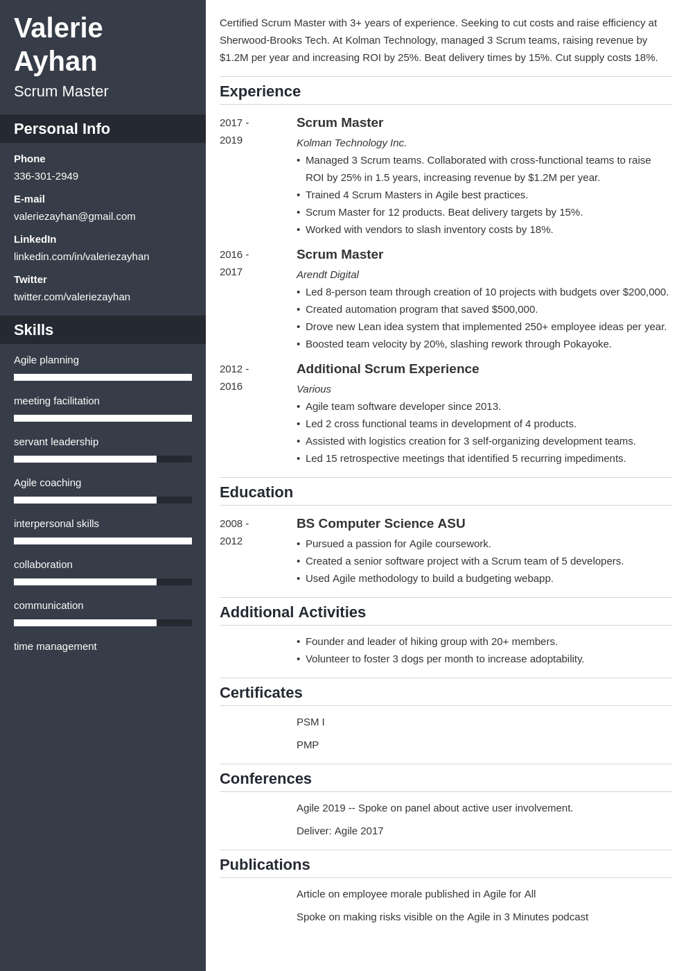 Agile Scrum Resume ThomasMcGraw Blog