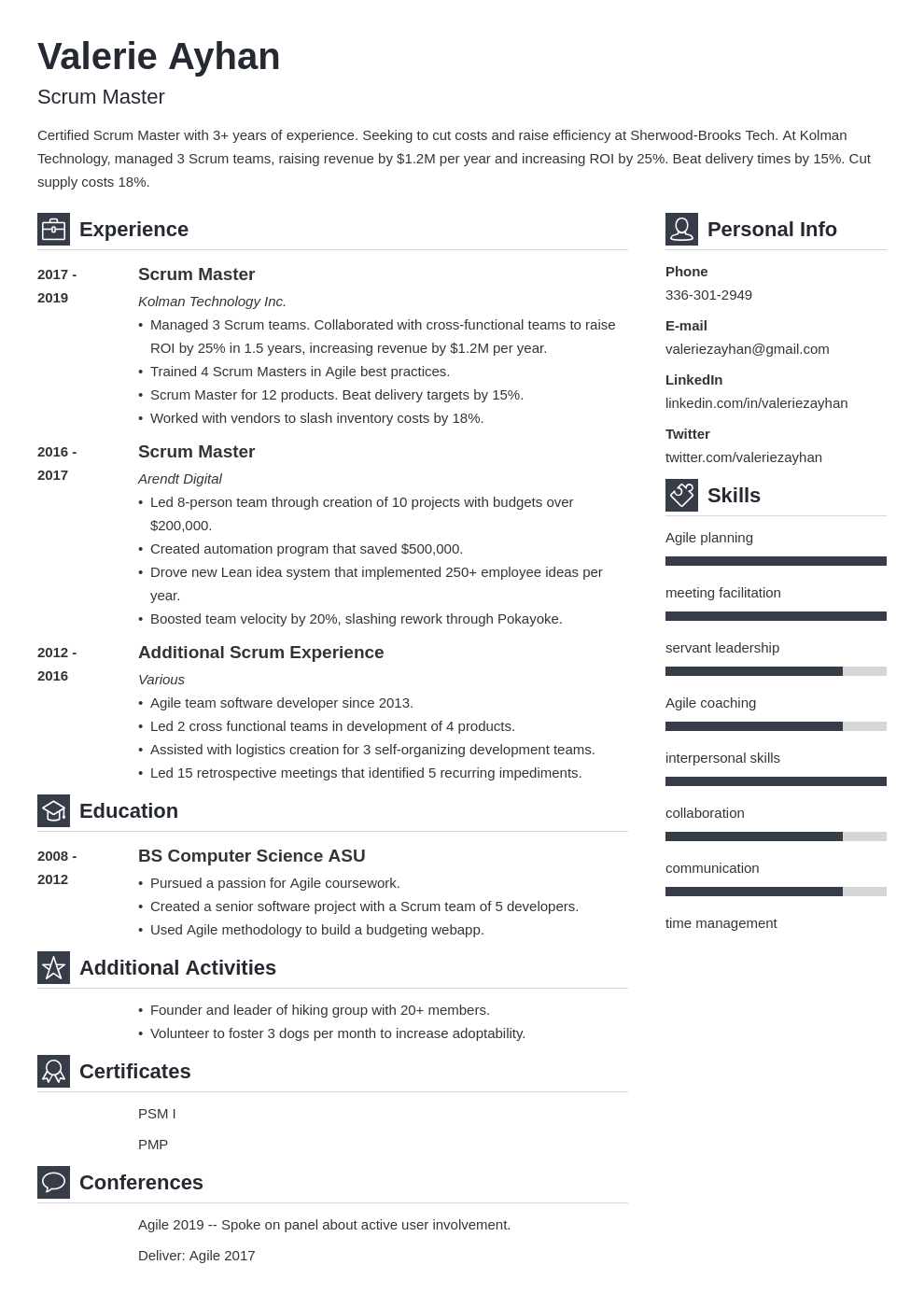 Scrum Master Resume Examples for 2022 [+Templates & Skills]