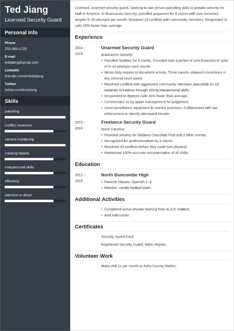 Security Guard Resume—Examples And 25+ Writing Tips