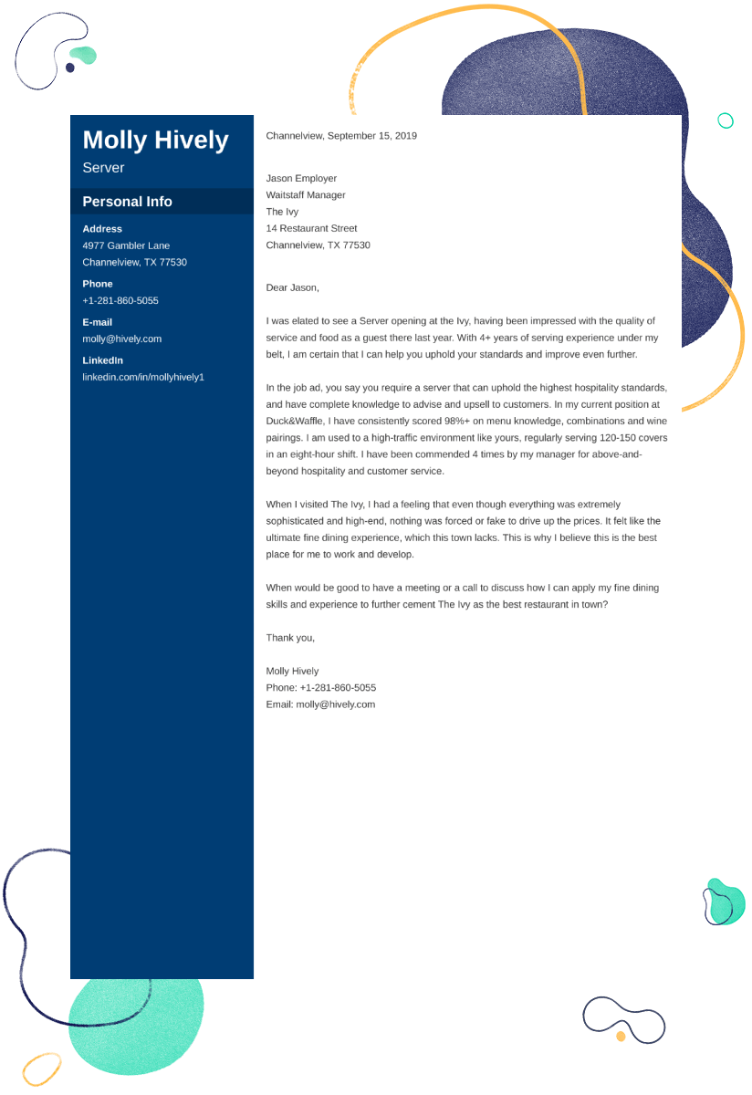 Server Cover Letter Examples Templates For 2024