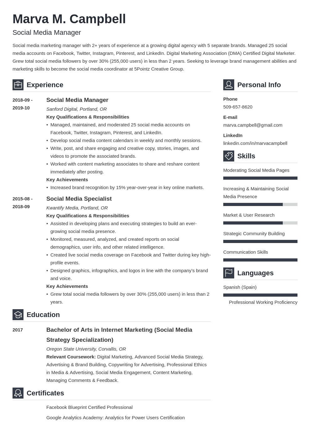 Social Media Resume Examples And 25 Writing Tips