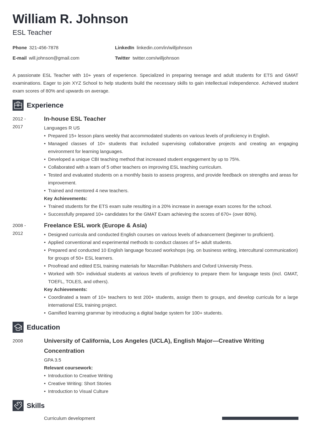 Teacher Resume Example—Samples and 25+ Writing Tips