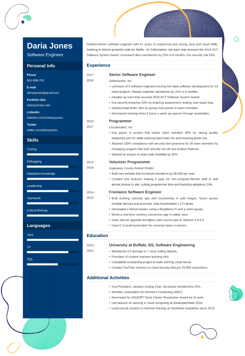 technical resume example
