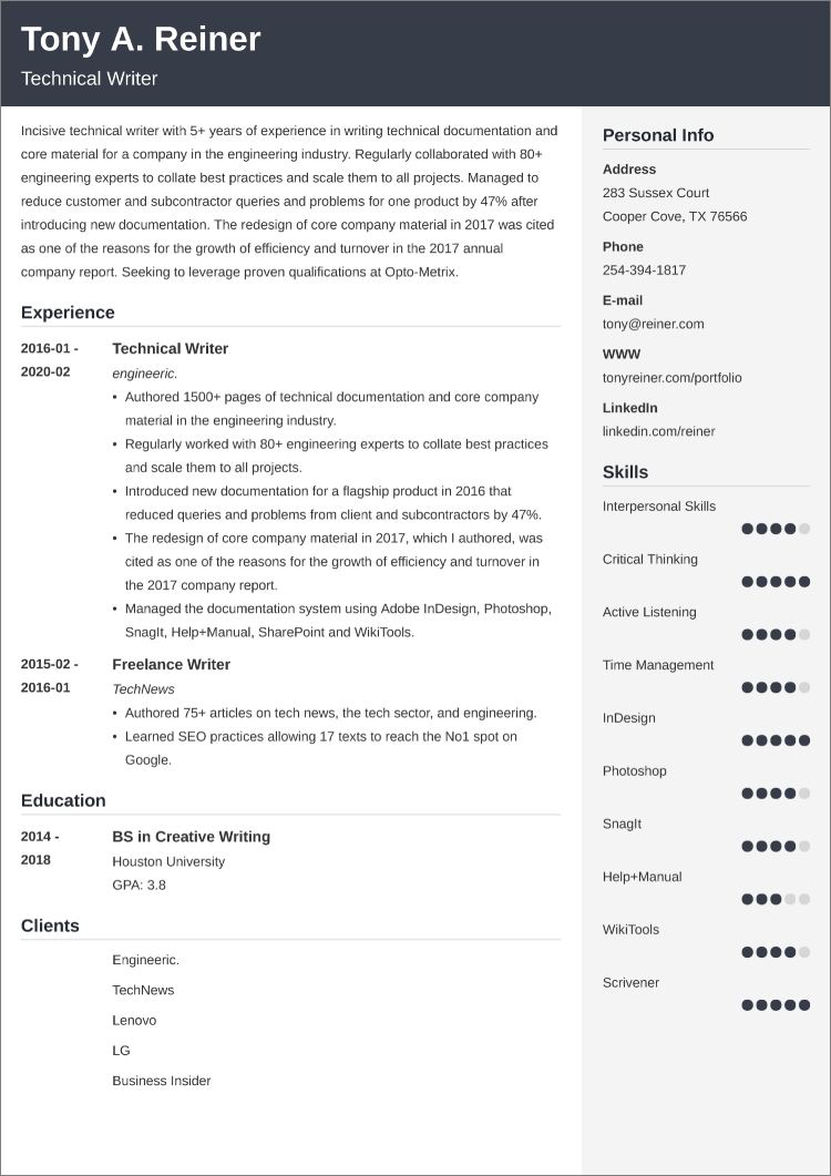 Technical Writer Resume—Sample and 25+ Writing Tips