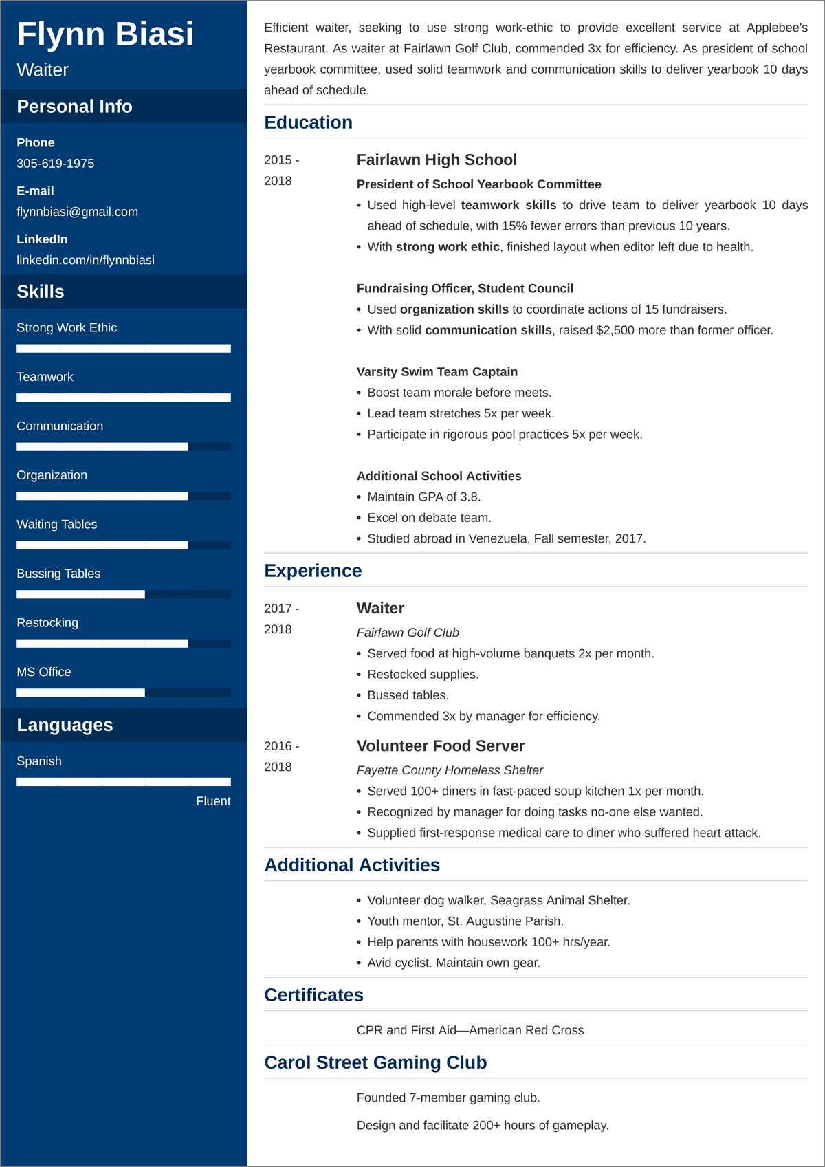 teen resume example
