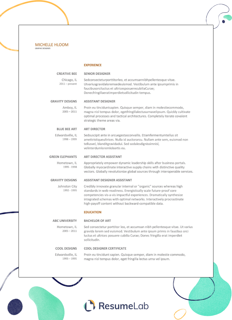 google docs resume template design