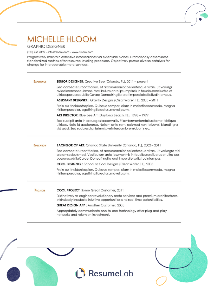 resume example for google