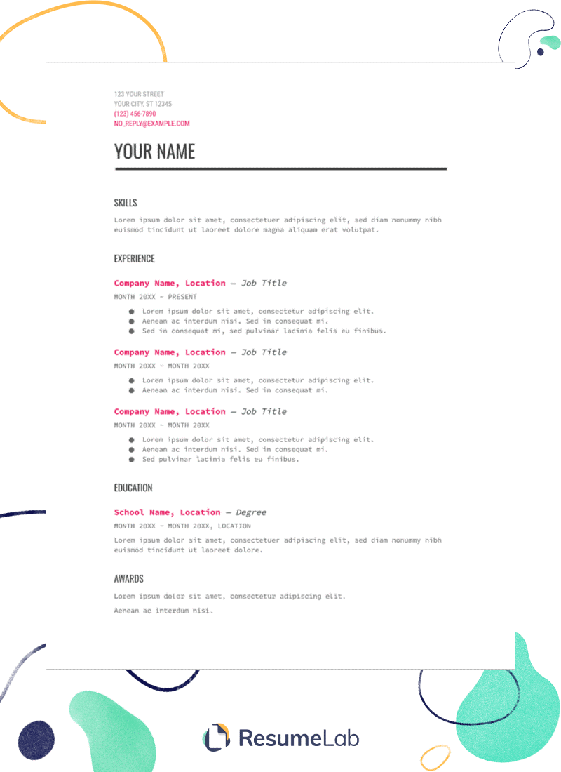 resumes templates for google docs