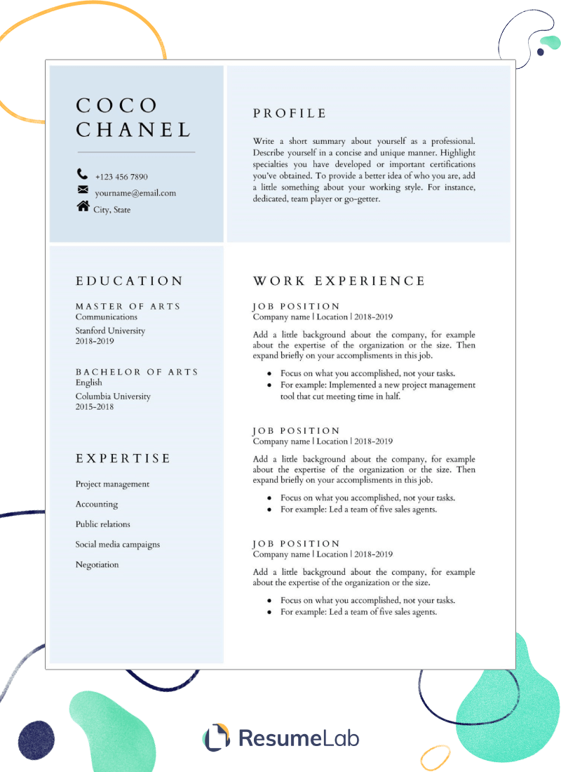 resume template for google docs