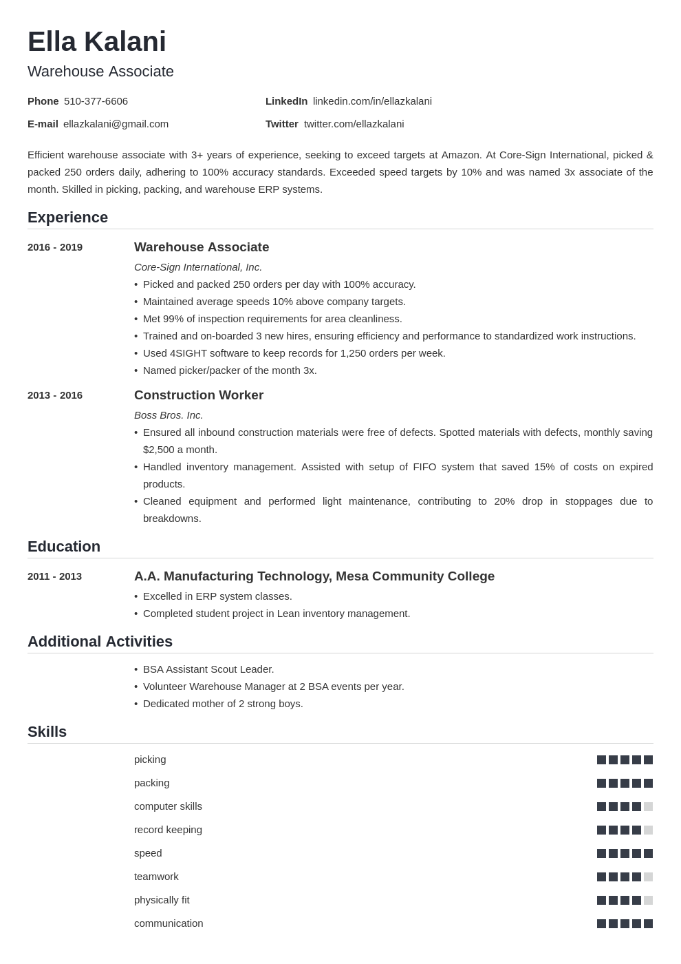 Warehouse Resume—Examples and 25+ Writing Tips