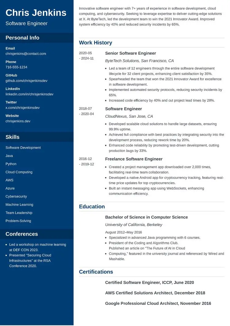 X resume example